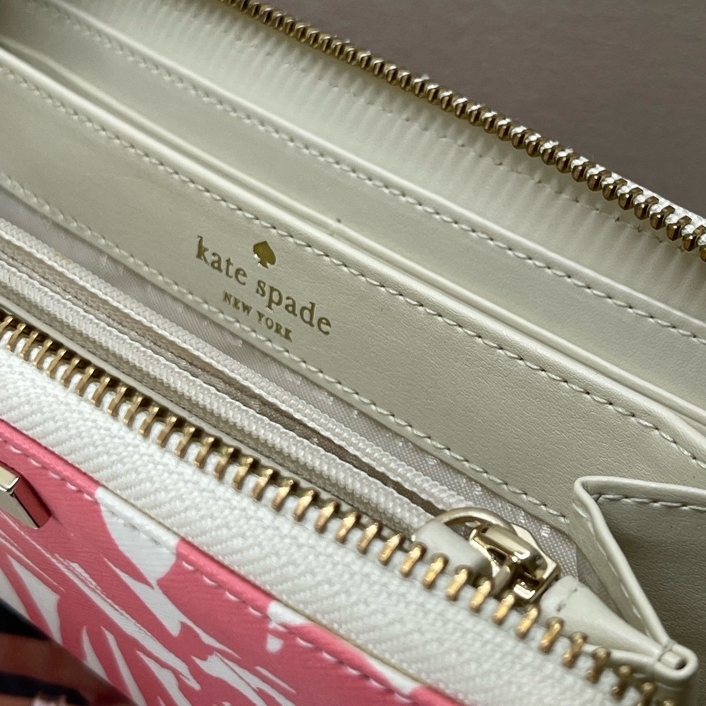 (new+tag) Kate Spade neda wallet brightwater drive blush pink feather leaves - Picture 10 of 12